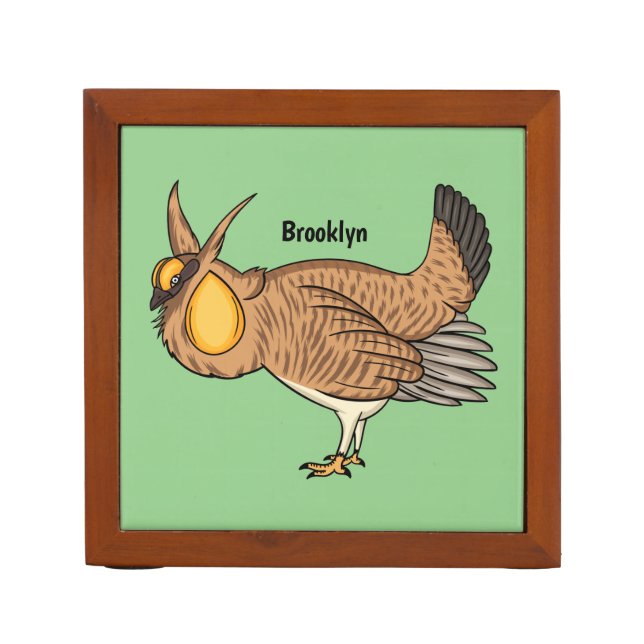 Greater prairie chicken cartoon illustration  desk organizer (Front)