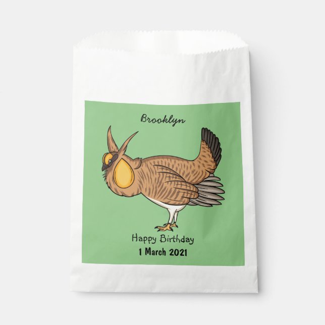 Greater prairie chicken cartoon illustration favor bag (Front)
