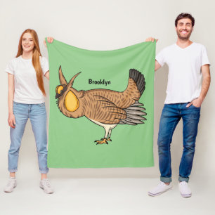 Greater prairie chicken cartoon illustration fleece blanket