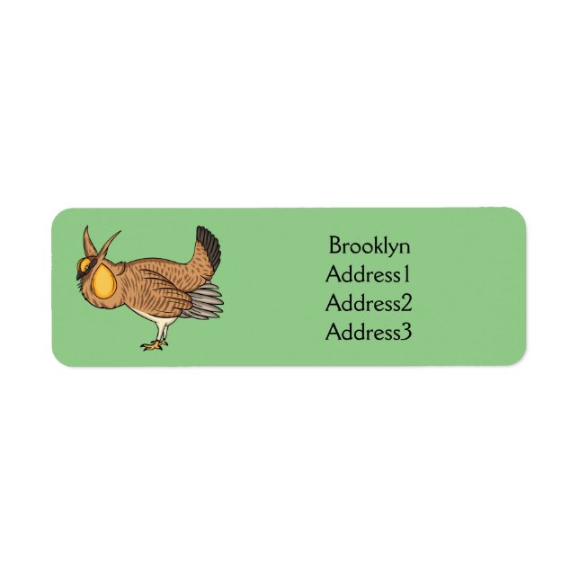 Greater prairie chicken cartoon illustration label (Front)