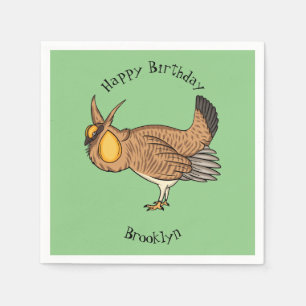 Greater prairie chicken cartoon illustration napkins