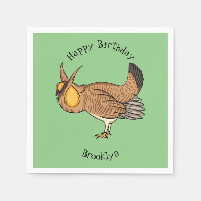 Greater prairie chicken cartoon illustration napkins (Front)