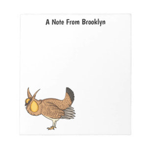 Greater prairie chicken cartoon illustration  notepad