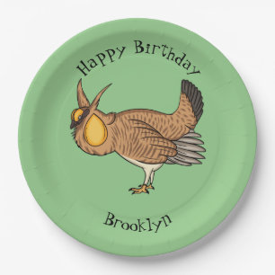 Greater prairie chicken cartoon illustration paper plates