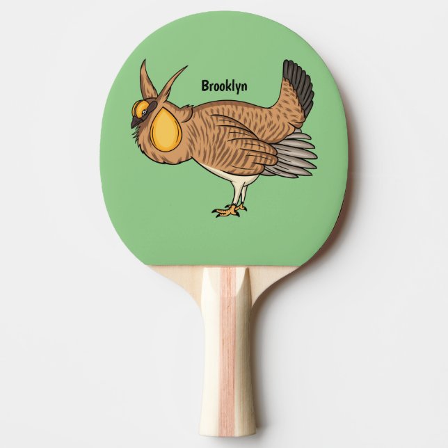Greater prairie chicken cartoon illustration  ping pong paddle (Front)