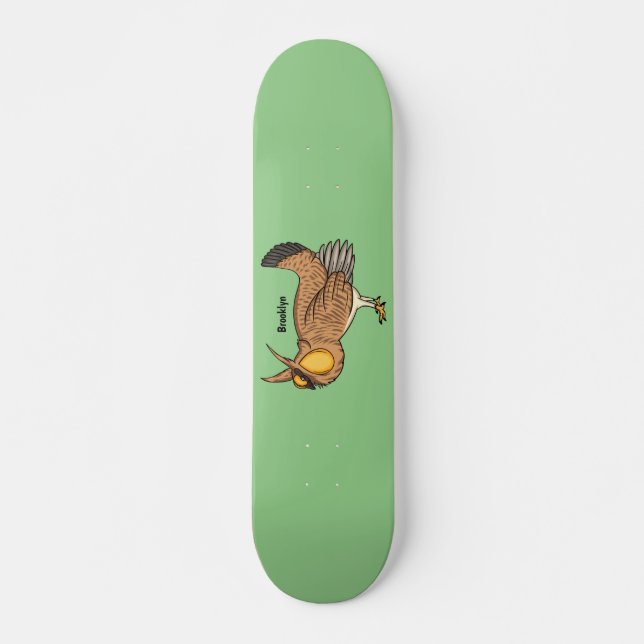 Greater prairie chicken cartoon illustration skateboard (Front)