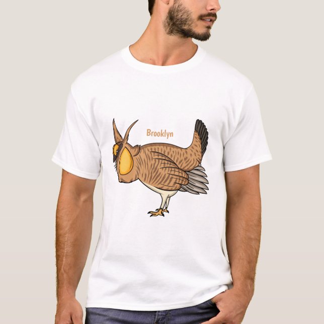 Greater prairie chicken cartoon illustration T-Shirt (Front)