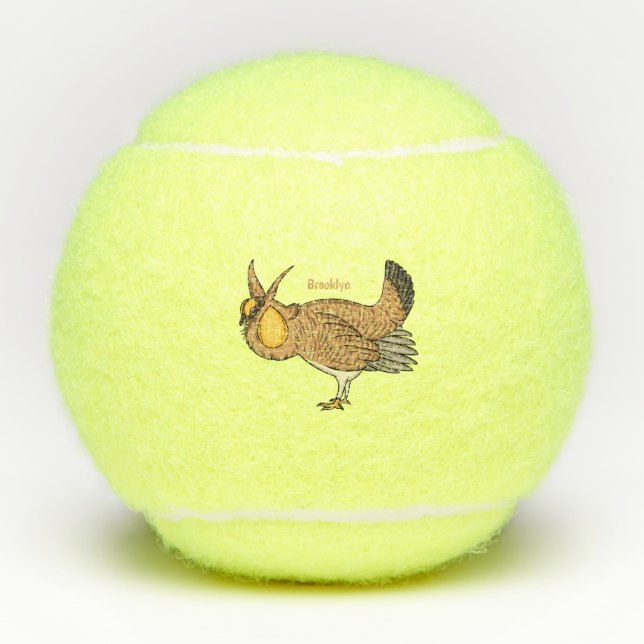 Greater prairie chicken cartoon illustration  tennis balls (Front)
