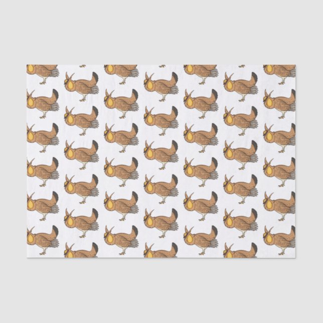 Greater prairie chicken cartoon illustration  tissue paper (Front)