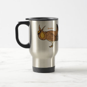 Greater prairie chicken cartoon illustration travel mug