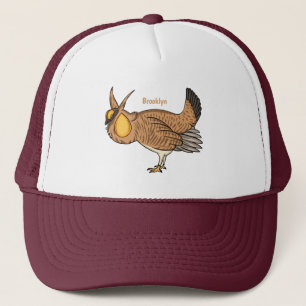 Greater prairie chicken cartoon illustration trucker hat