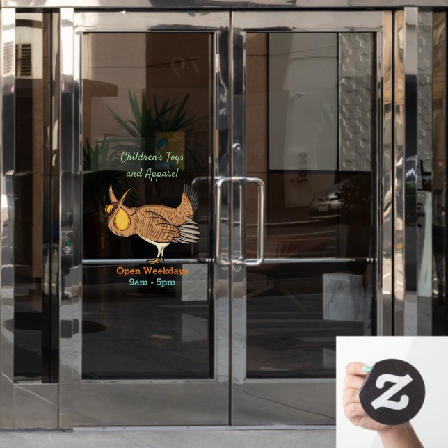 Greater prairie chicken cartoon illustration window cling (Office Door)
