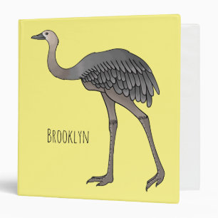 Greater rhea bird cartoon illustration 3 ring binder