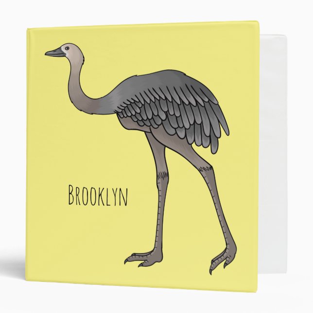Greater rhea bird cartoon illustration  3 ring binder (Front/Inside)
