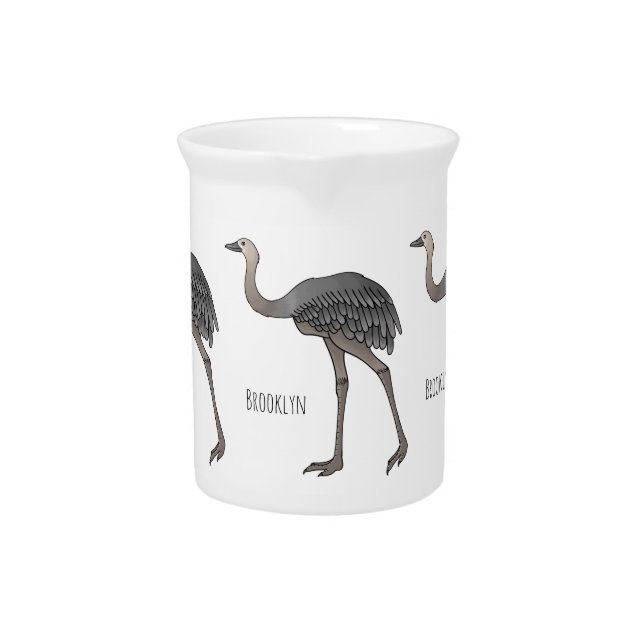 Greater rhea bird cartoon illustration   beverage pitcher (Front)