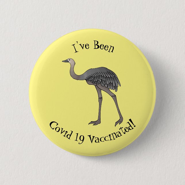 Greater rhea bird cartoon illustration  button (Front)