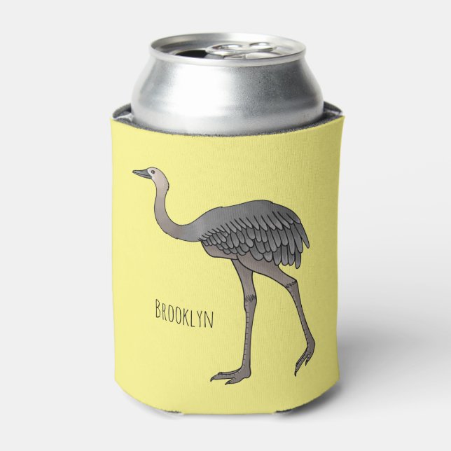 Greater rhea bird cartoon illustration  can cooler (Can Front)