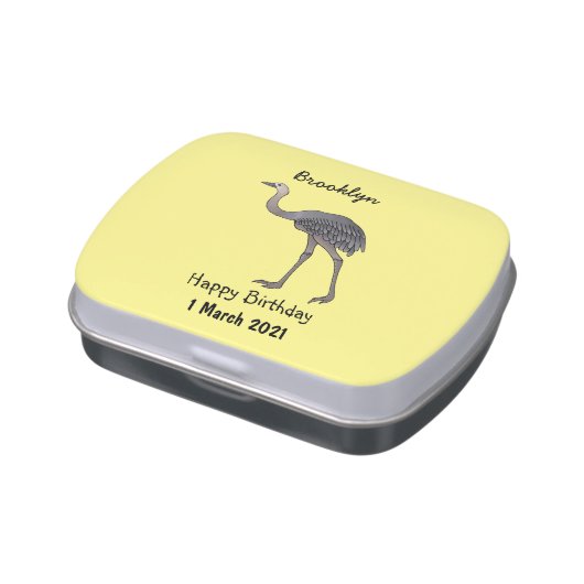 Greater rhea bird cartoon illustration  candy tin (Side)