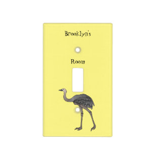 Greater rhea bird cartoon illustration  light switch cover