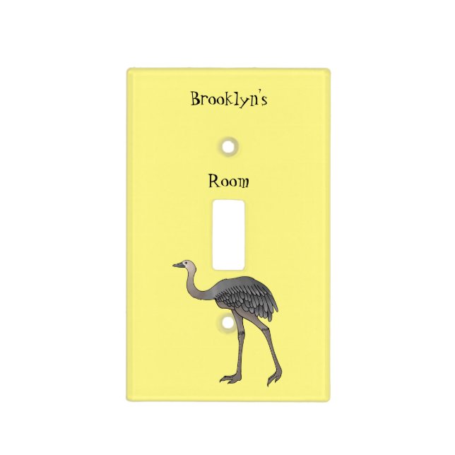 Greater rhea bird cartoon illustration  light switch cover (Front)