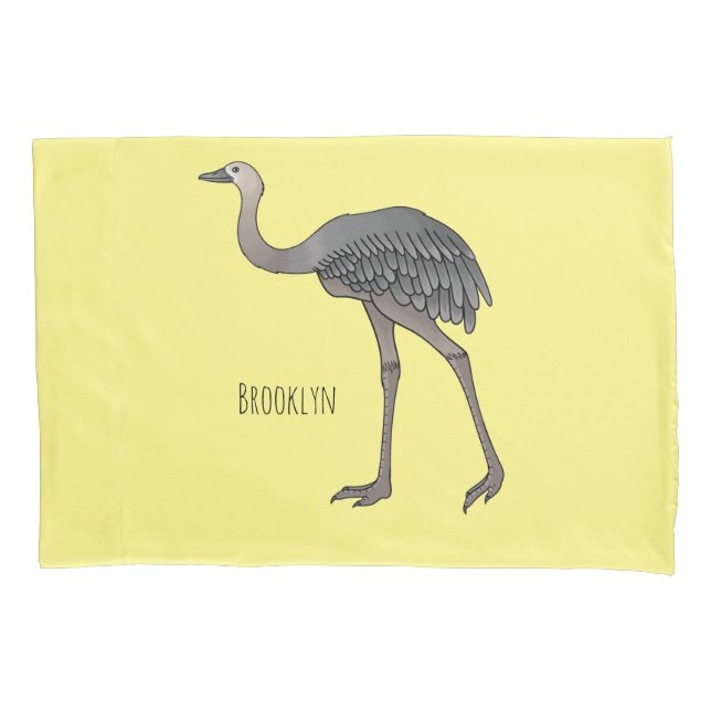 Greater rhea bird cartoon illustration pillow case (Front)