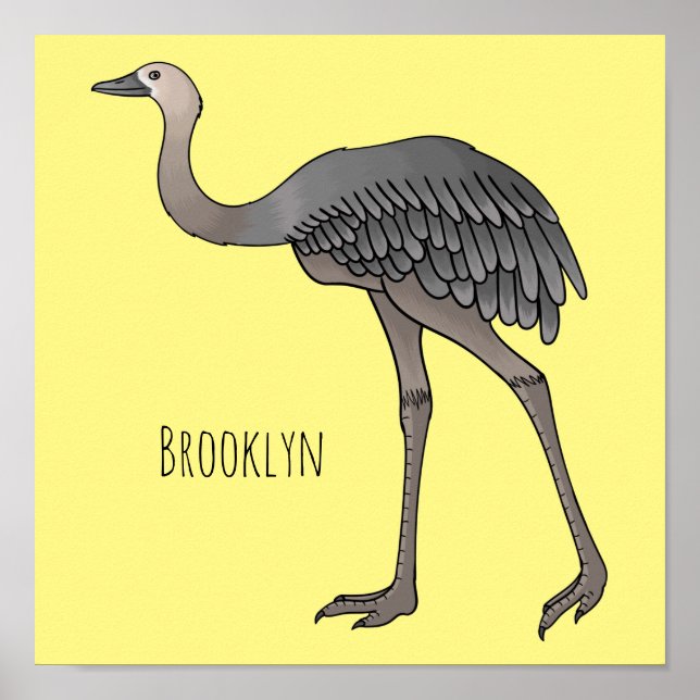 Greater rhea bird cartoon illustration  poster (Front)