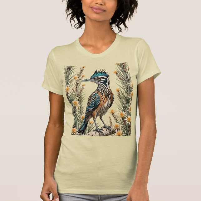 Greater Roadrunner Surrounded By Yucca Flower 3 T-Shirt (Front)