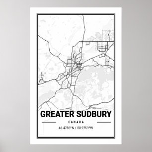 Greater Sudbury Ontario Canada  Travel City Map Poster