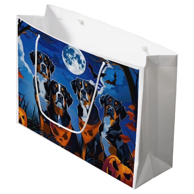 Greater Swiss Halloween Spooky Large Gift Bag (Front Angled)