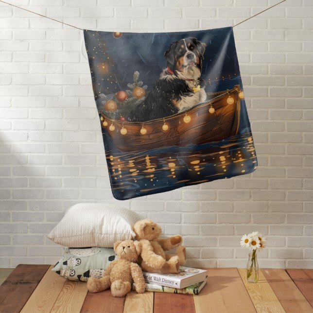 Greater Swiss Mountain Christmas Festive Voyage Baby Blanket (In Situ)