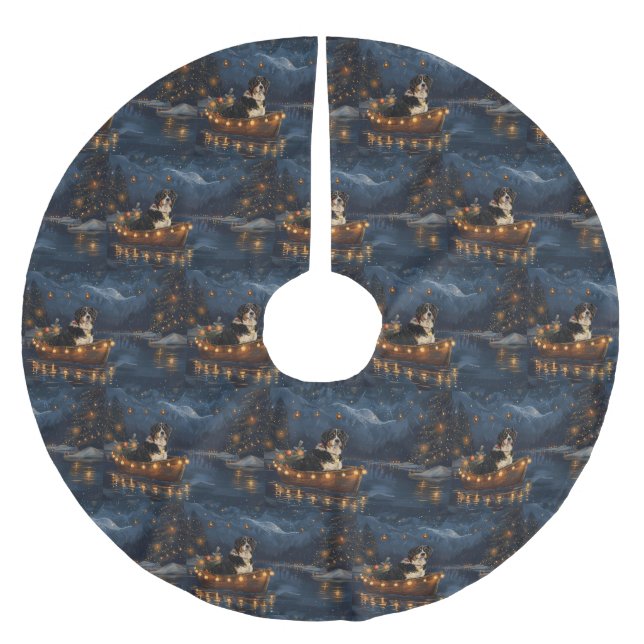 Greater Swiss Mountain Christmas Festive Voyage Brushed Polyester Tree Skirt (Front)