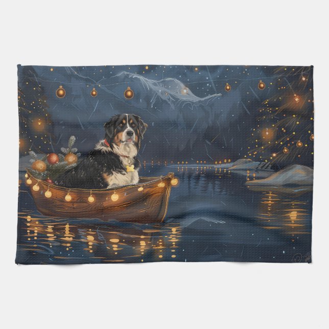 Greater Swiss Mountain Christmas Festive Voyage Kitchen Towel (Horizontal)