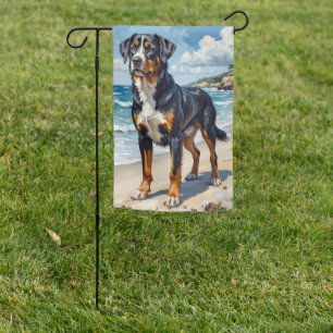 Greater Swiss Mountain Dog Beach Dog Art Garden Flag