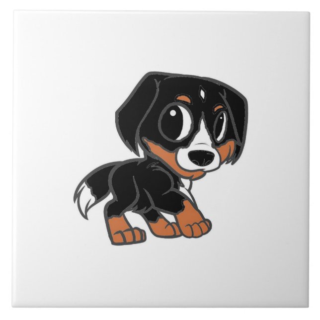greater swiss mountain dog cartoon ceramic tile (Front)