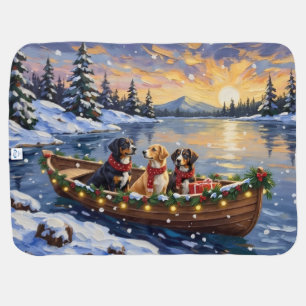 Greater Swiss Mountain Dog Christmas Boat Holiday Baby Blanket