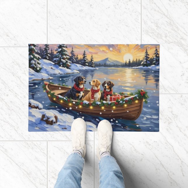 Greater Swiss Mountain Dog Christmas Boat Holiday Doormat (Indoor)