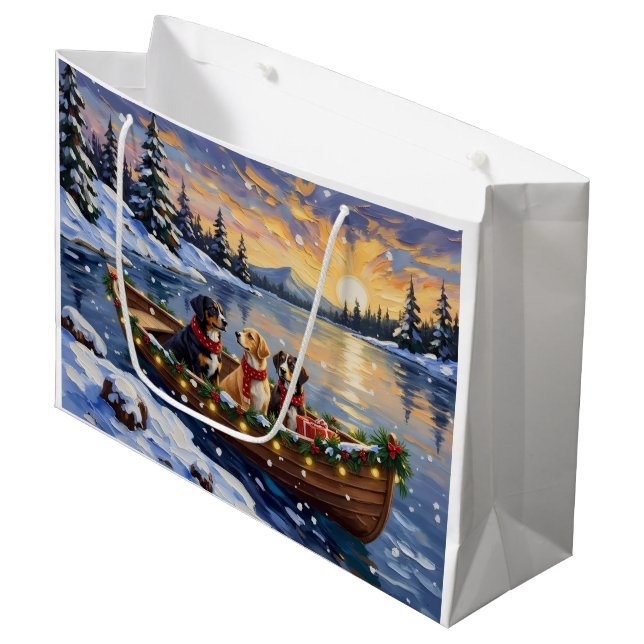 Greater Swiss Mountain Dog Christmas Boat Holiday Large Gift Bag (Front Angled)