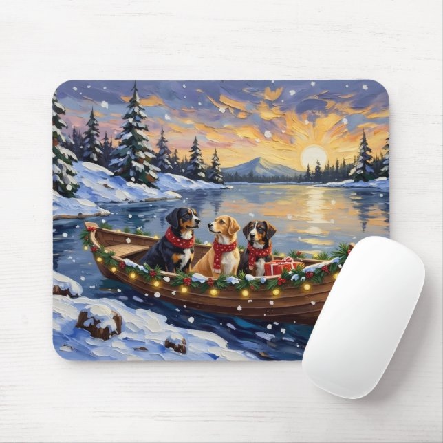 Greater Swiss Mountain Dog Christmas Boat Holiday Mouse Pad (With Mouse)