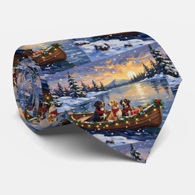 Greater Swiss Mountain Dog Christmas Boat Holiday Neck Tie (Rolled)