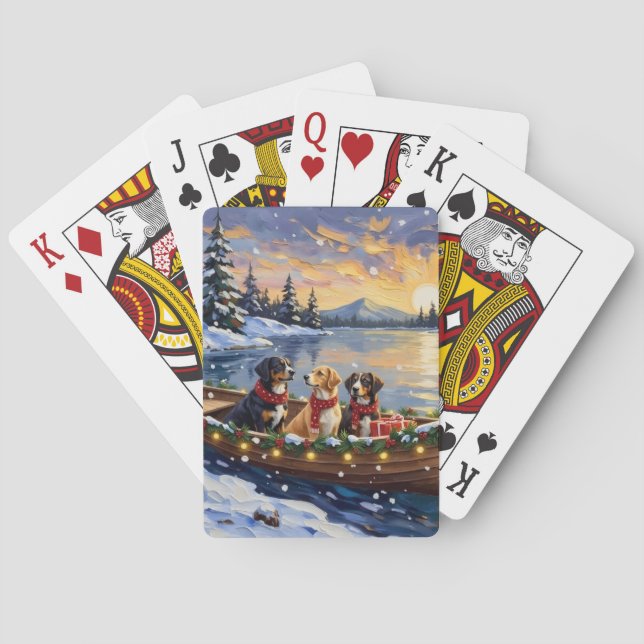Greater Swiss Mountain Dog Christmas Boat Holiday Poker Cards (Back)