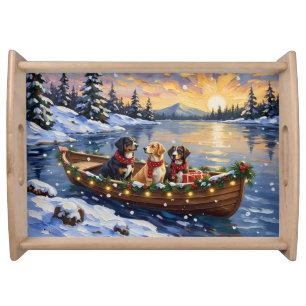 Greater Swiss Mountain Dog Christmas Boat Holiday Serving Tray