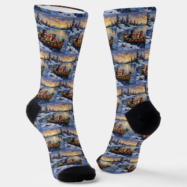 Greater Swiss Mountain Dog Christmas Boat Holiday Socks (Angled)
