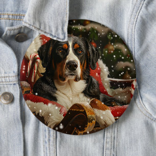 Greater Swiss Mountain Dog Christmas Festive Button