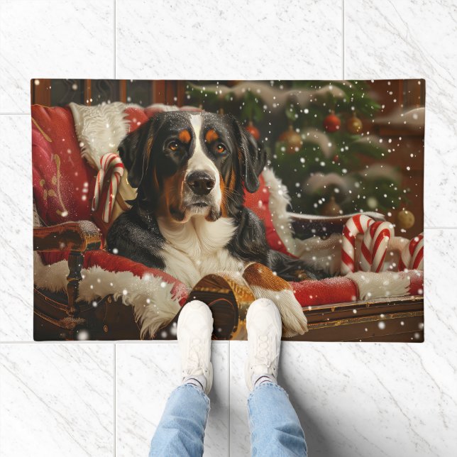 Greater Swiss Mountain Dog Christmas Festive Doormat (Indoor)