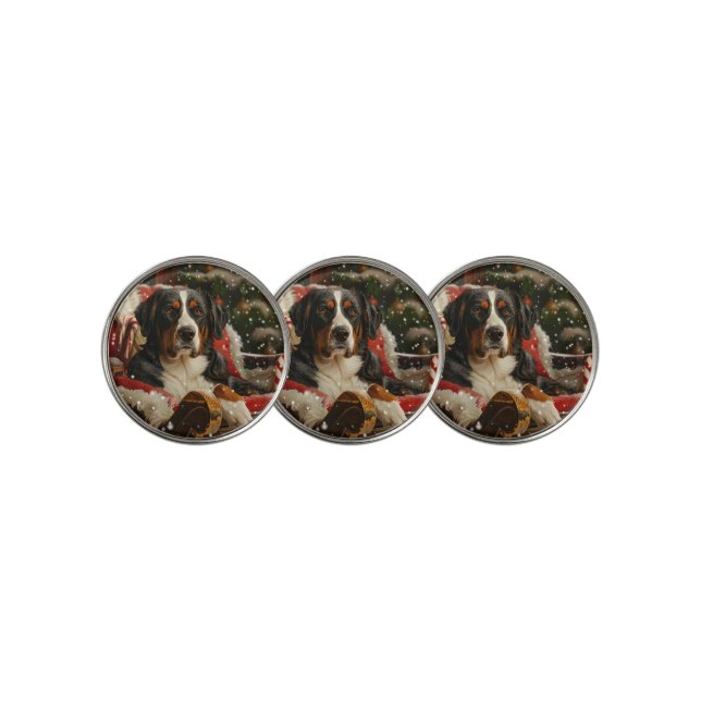 Greater Swiss Mountain Dog Christmas Festive Golf Ball Marker (3 Up)