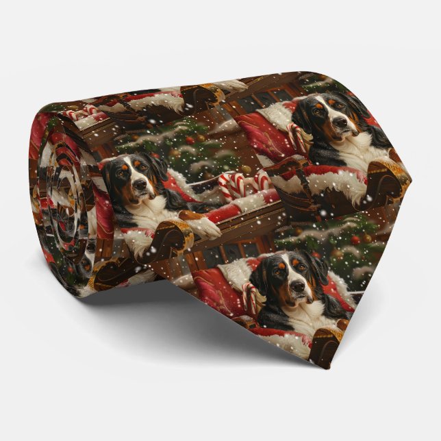 Greater Swiss Mountain Dog Christmas Festive Neck Tie (Rolled)