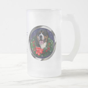 Greater Swiss Mountain Dog Christmas Gifts Frosted Glass Beer Mug