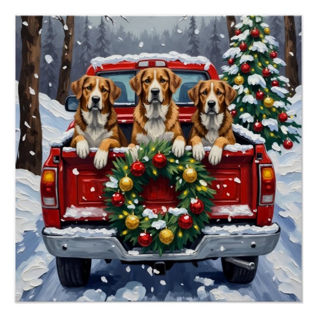 Greater Swiss Mountain Dog Christmas Red Truck Poster (Front)