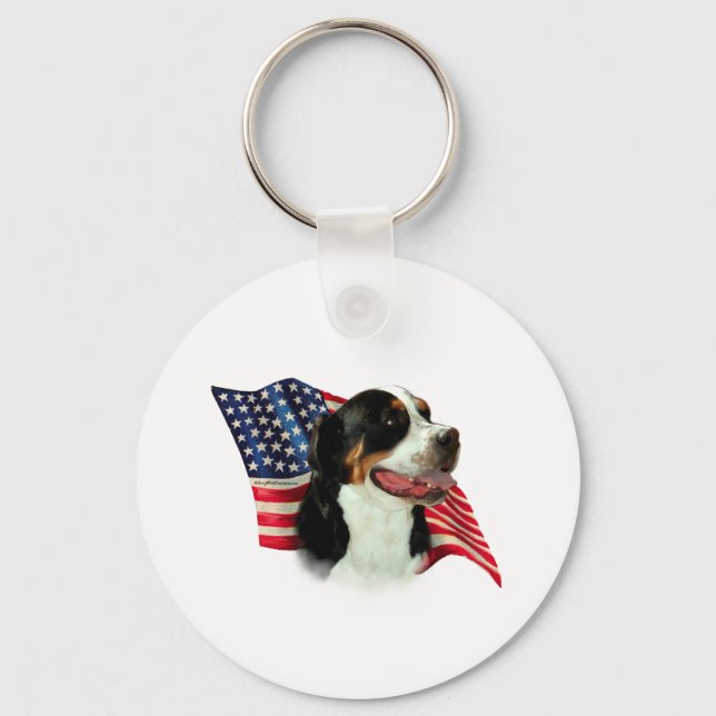Greater Swiss Mountain Dog Flag Keychain (Front)