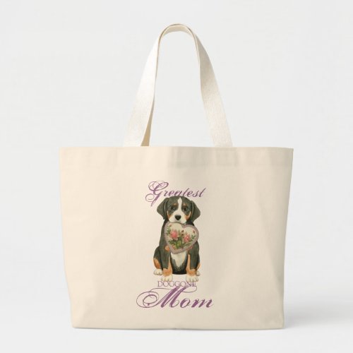 Greater Swiss Mountain Dog Heart Mom Large Tote Bag